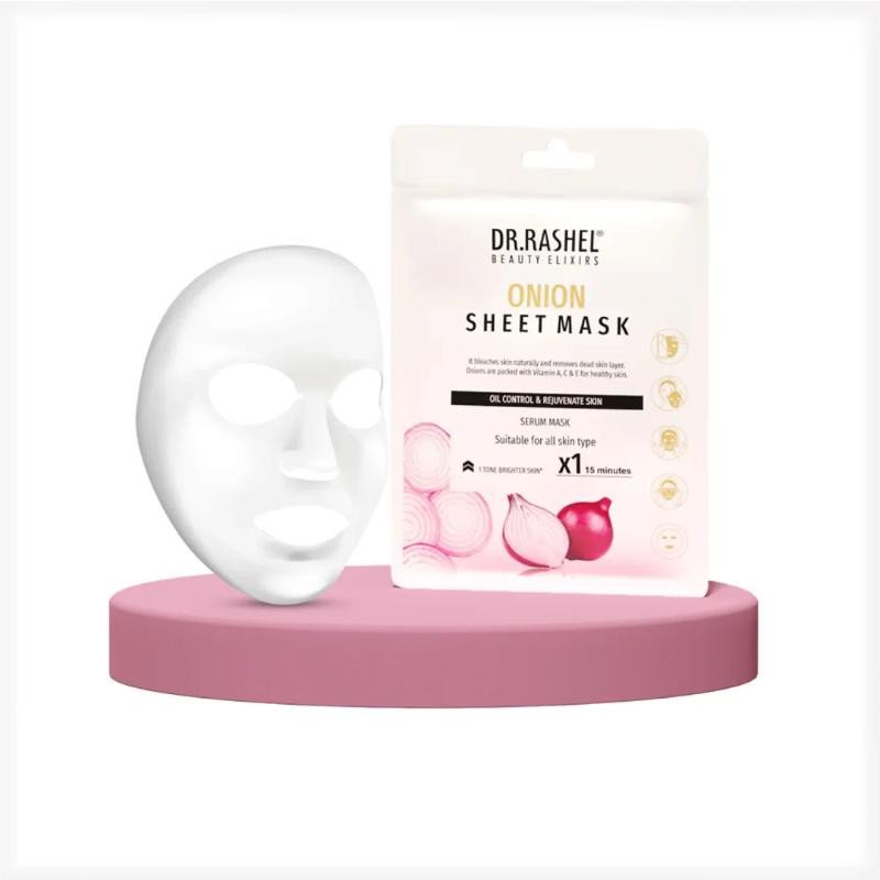 DR.RASHEL Onion Face Sheet Mask With Serum For Women and Men | All Skin Types | Soft and Healthy Skin | Deep Cleansing & Oil Control | Repairing & Nourishment | Soothing And Hydrating | Paraben Free -20g