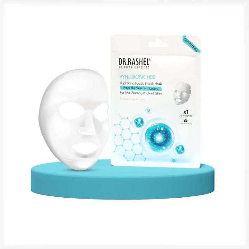 DR.RASHEL Hyaluronic Face Sheet Mask With Serum For Women and Men | All Skin Types | Soft and Healthy Skin | Deep Cleansing & Oil Control | Repairing & Nourishment | Soothing And Hydrating | Paraben Free -20g