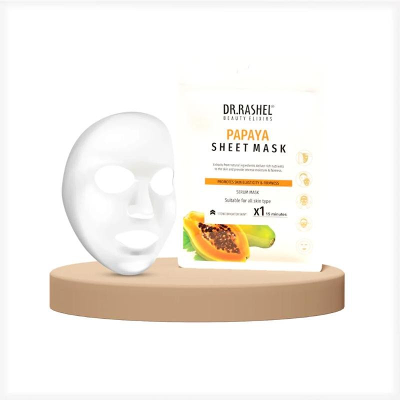 DR.RASHEL Papaya Face Sheet Mask With Serum For Women and Men | All Skin Types | Soft and Healthy Skin | Deep Cleansing & Oil Control | Repairing & Nourishment | Soothing And Hydrating | Paraben Free 20g