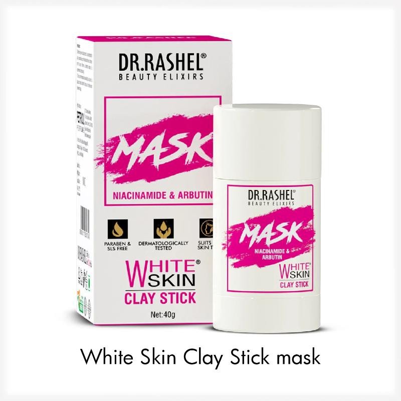 DR.RASHEL WHITE SKIN CLAY STICK MASK, ARBUTIN & NIACINAMIDE WHICH CURES SKIN, PARABEN FREE  (40 g)