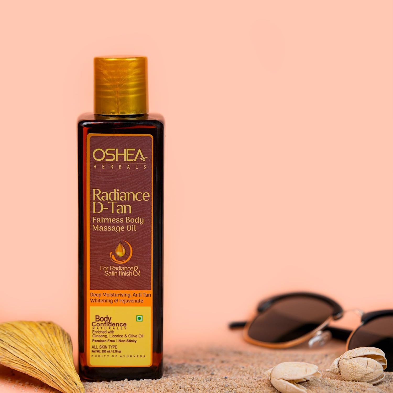 Oshea Herbals Radiance D Tan Fairness Body Massage Oil for All Skin Types | For Radiance & Satin Finish with Deep Moisturising, Anti Tanning.