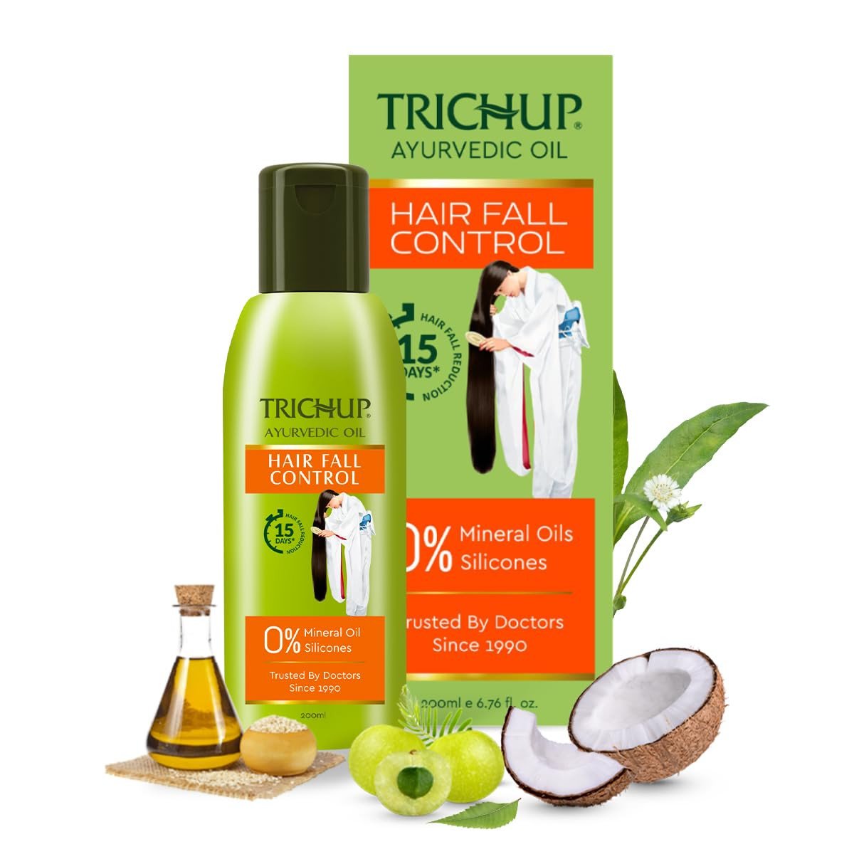 Trichup Ayurvedic Hair Fall Control Oil | 5 Natural Ingredients | No Mineral & Paraben