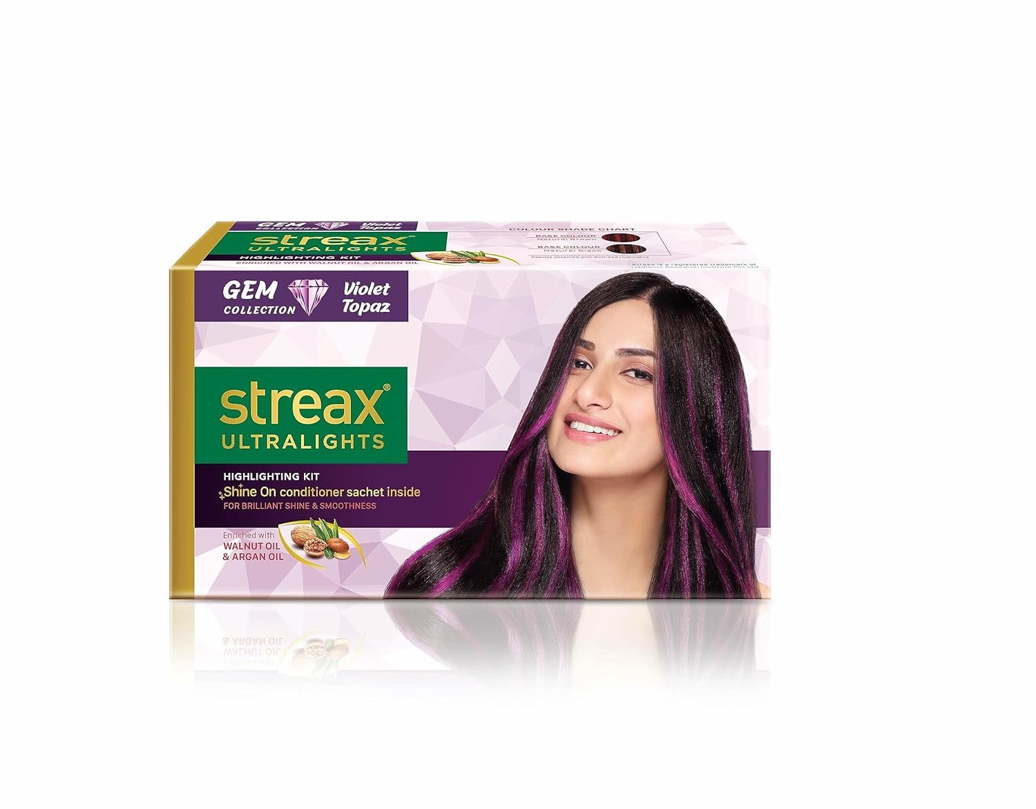 Streax Ultralights Hair Colour Highlight Kit | Purple Hair Colour, Gem Collection - Purple/Violet Topaz - I Enriched with Walnut & Argan Oil I Hair Colour for Women | Rich, vibrant, Easy to use, DIY Application