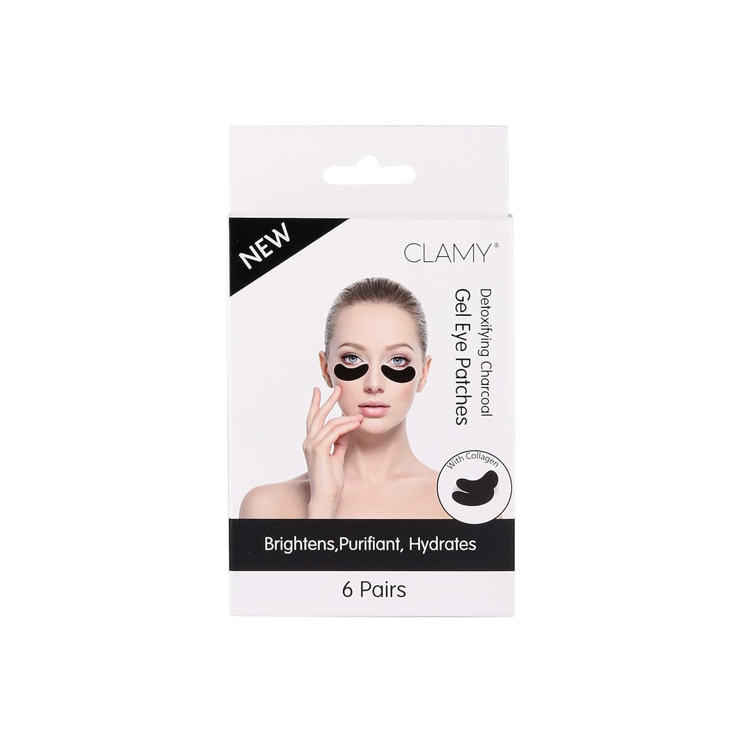 CLAMY Gel Collagen Eye Masks Sheet Patch Charcoal For (Pack Of 6 Pairs)