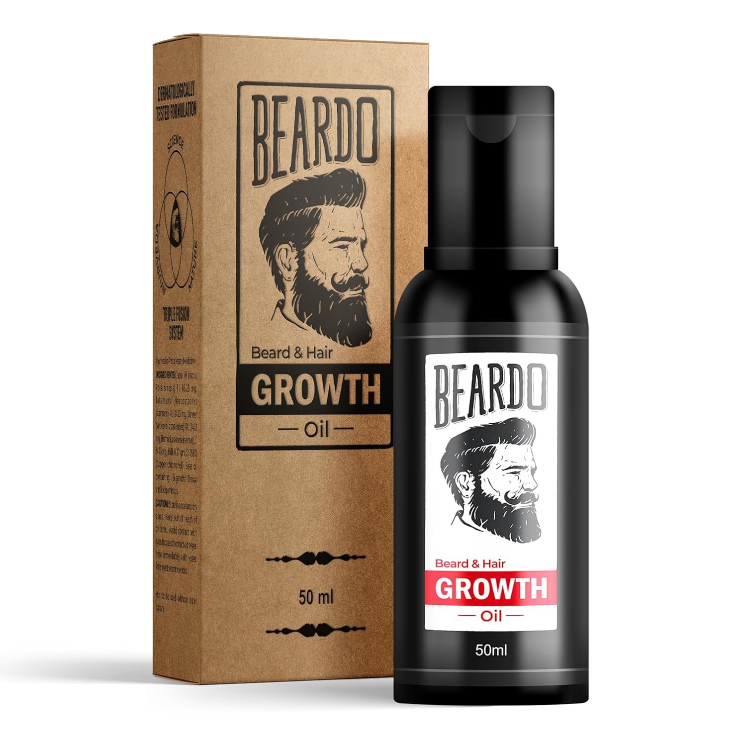 Beardo Beard & Hair Growth Oil, 50ml | Natural Hair Oil for Thicker & Longer Beard | Beard Oil for Uneven, Patchy & Fast Beard Growth | Growth Oil for Stronger & Fuller Beard Hair