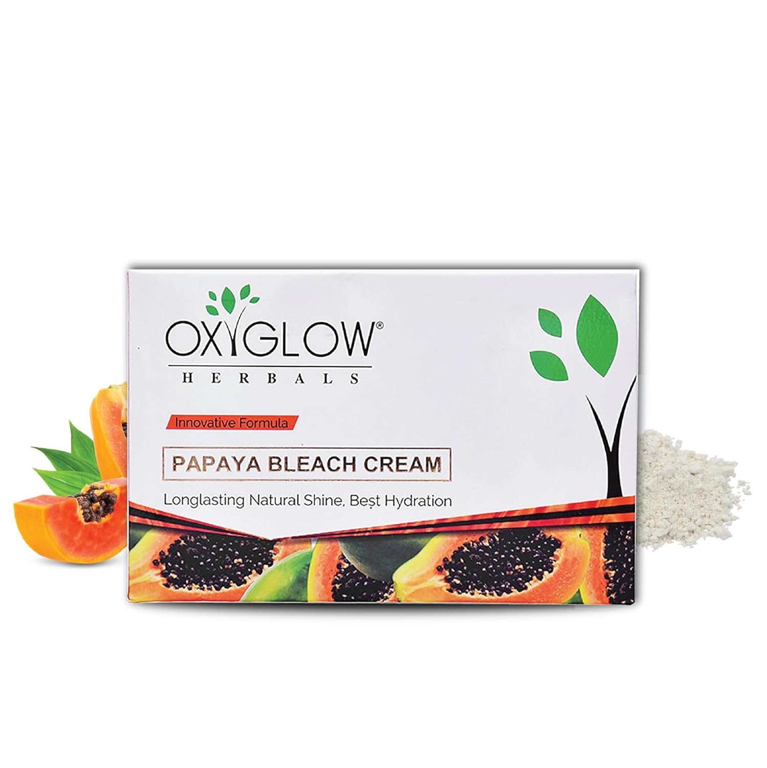 OxyGlow Herbals Papaya Bleach Cream Enriched with Goodness of Papaya| Hydrates & Rejuvenates the Skin| Gives Instant Glow & Exfoliates Dead Skin