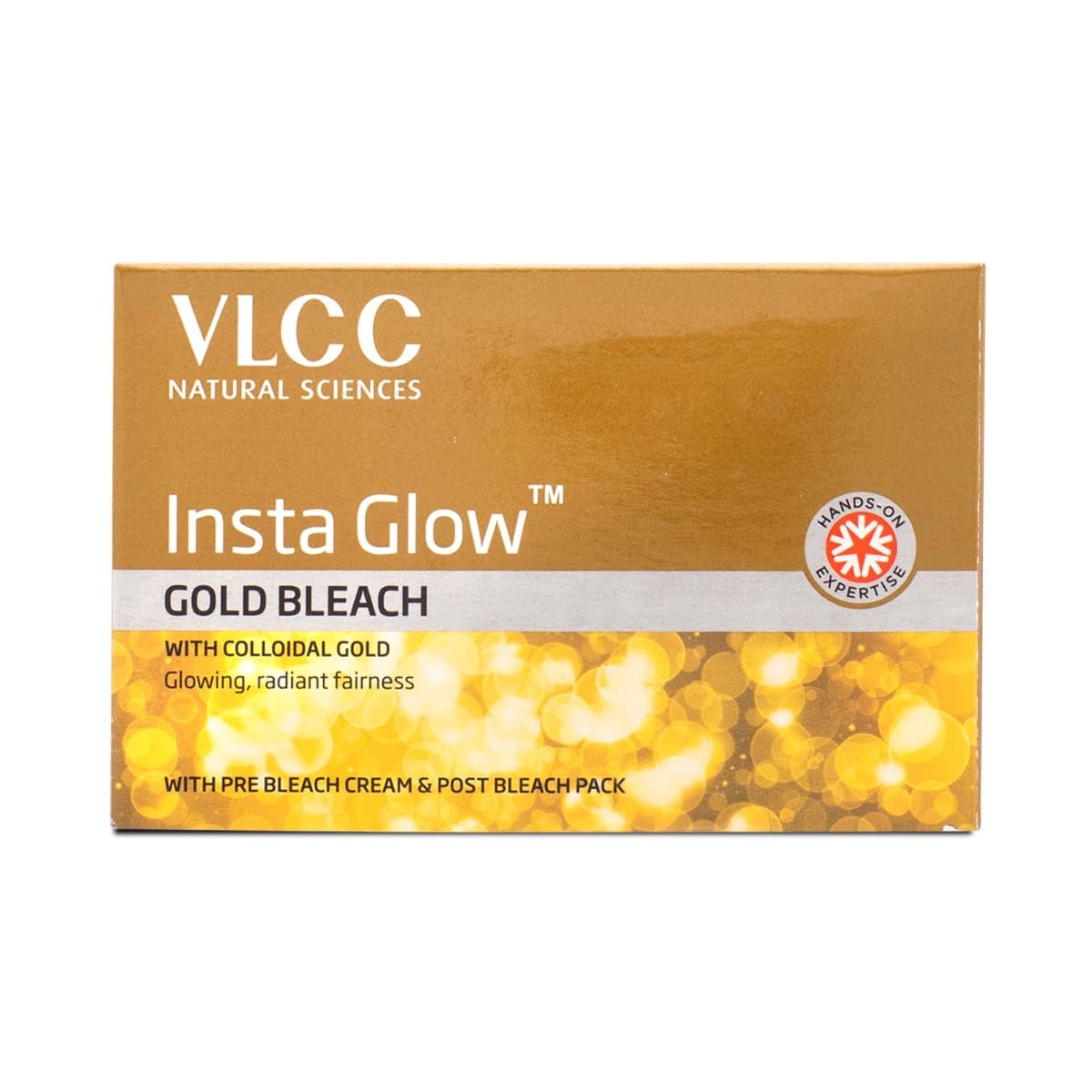 VLCC Insta Glow Gold Bleach - | With Colloidal Glow For Glowing Fairness | Skin Brightening Bleach | Perfect Skin Match, Reduces Facial Hair Visibility...