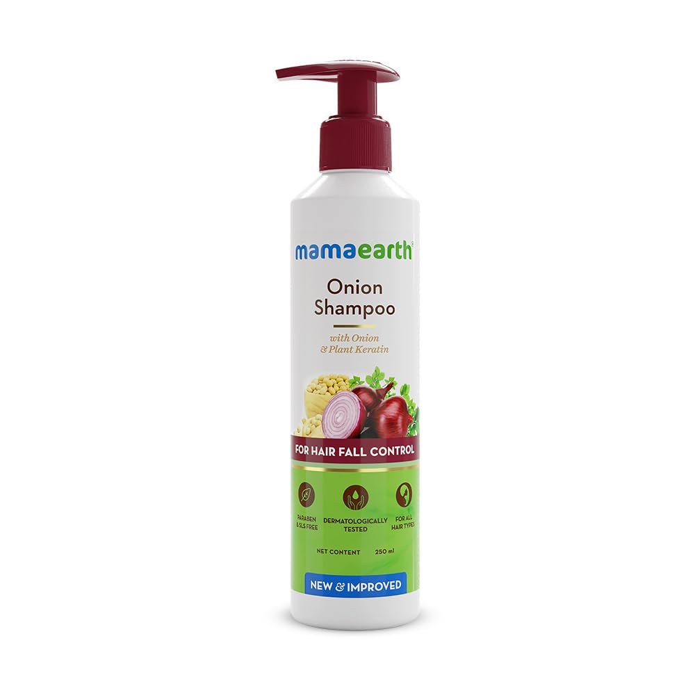 Mamaearth Onion Hair Fall Shampoo for Hair Growth & Hair Fall Control, with Onion Oil & Plant Keratin