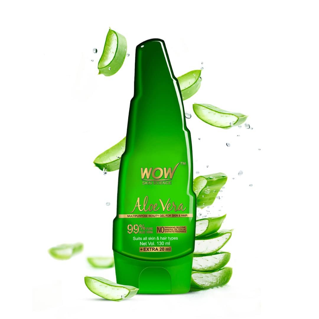 WOW Skin Science 99% Pure Aloe Vera Gel for Face, Skin & Hair - | Ultimate Gel For Glowing Skin | For Both Men and Women