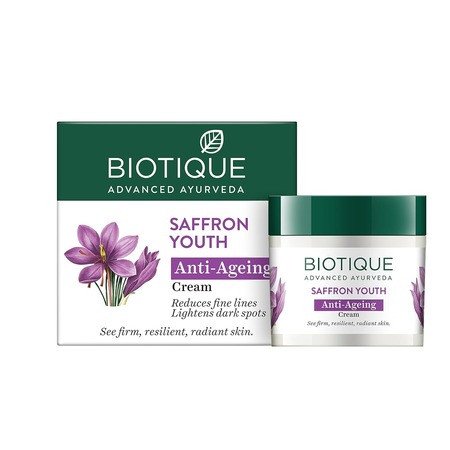 Biotique Saffron Dew Youthful Moisturizer Cream| Protects Skin Cells | Prevents Ageing And Retains Youthful Glow | 100% Botanical Extracts | Suitable For All Skin Types | 50Gm