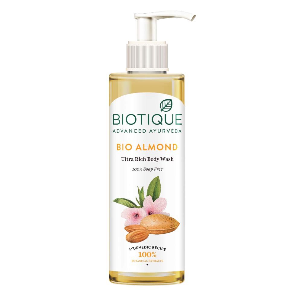 Biotique Almond Oil Ultra Rich Body Wash| Maintains Skin’s Natural pH |100% Botanical Extracts| Soap-Free Body Wash Suitable for All Skin Types | 200mL