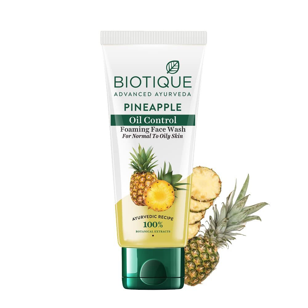 Biotique Pineapple Oil Control Foaming Face Wash | Hydrates dry skin | Eliminates Excess Oil | Evens Skin Tone | 100% Botanical Extracts | Suitable for All Skin Types