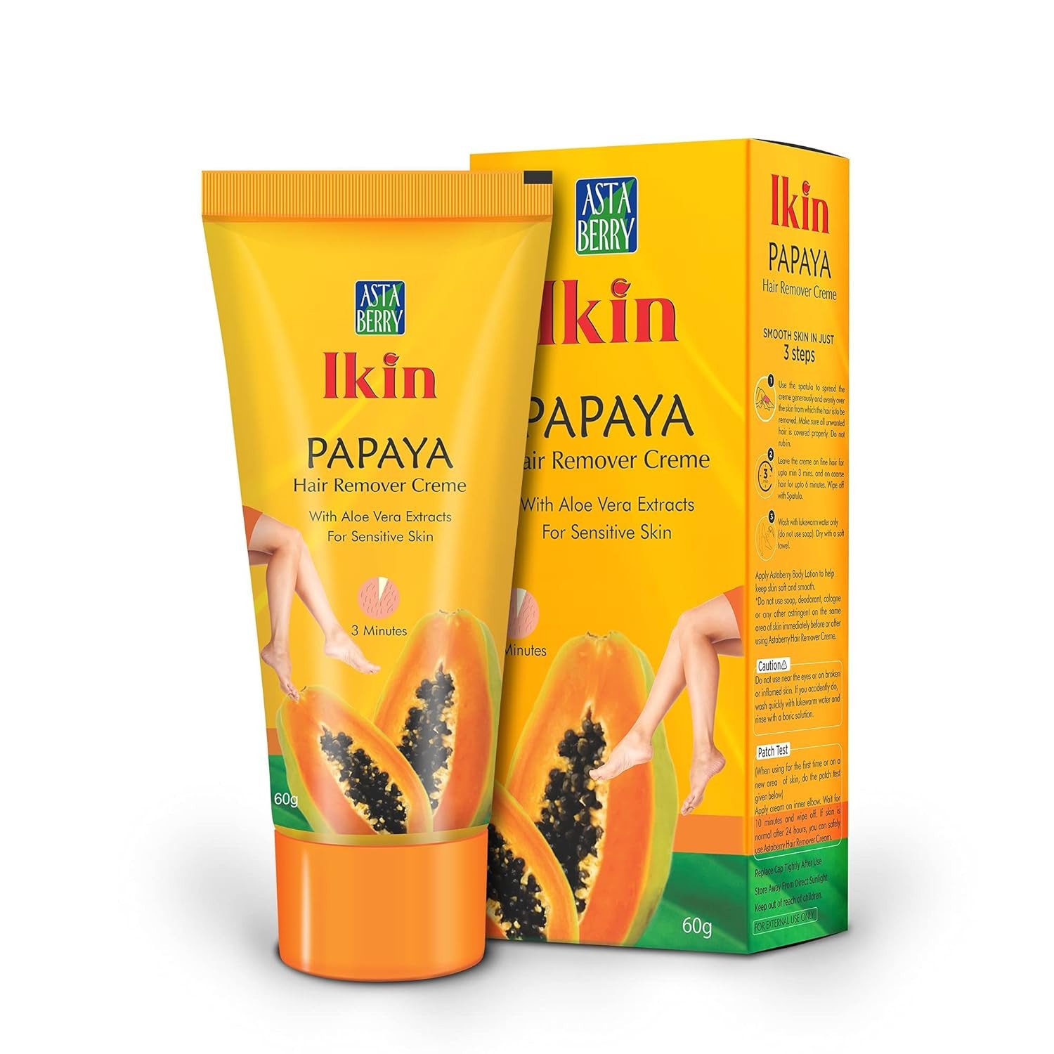 Ikin Papaya Hair Remover Cream For Sensitive Skin - Bikini Hair Removal Cream For Women & Girls