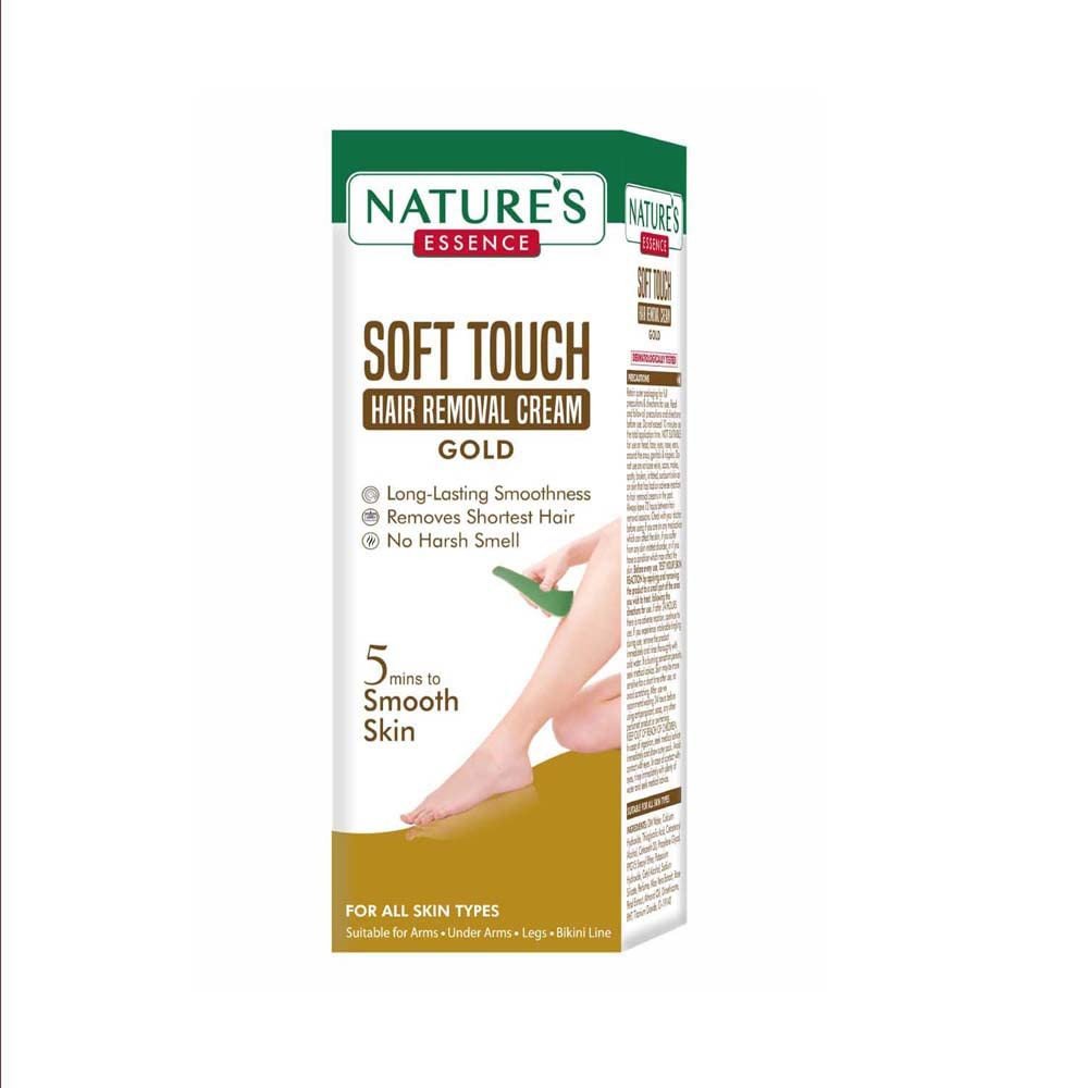 Nature’s Essence Soft Touch Gold Hair Removal Cream | 5 Mins to Smooth Skin | Long-Lasting Smoothness - Removes Shortest Hair - No Harsh Smell