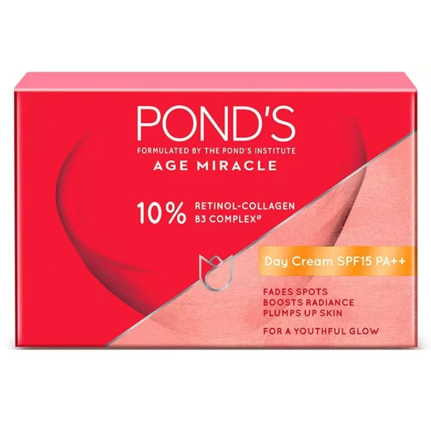 Pond's Age Miracle Youthful Glow Day Cream with SPF 15 PA++, Anti-Ageing Cream, With 10% Retinol-Collagen B3 Complex, Reduce Fine Lines & Combat Sagging Ski