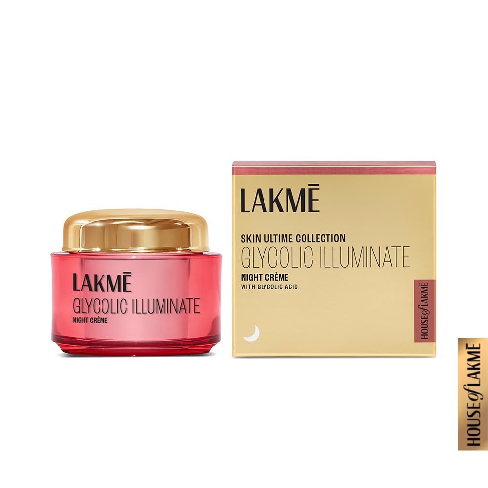 LAKMÉ Glycolic Illuminate Night Cream With Glycolic Acid & 1% Niacinamide For Skin Cell Regeneration