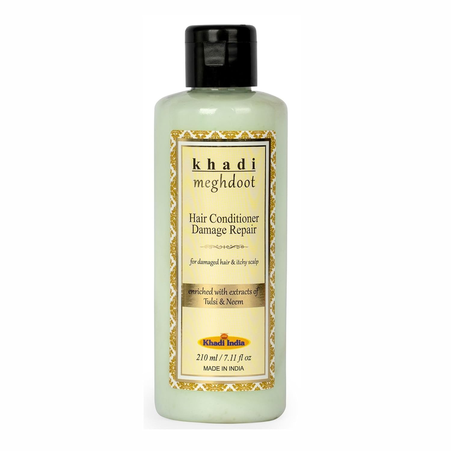 Khadi Meghdoot Hair Conditioner Enriched With Extracts of Tulsi & Neem For Damaged Hair and Itchy Scalp, Dandruff Control, Scalp Cleansing, 210ml, Pack of 1