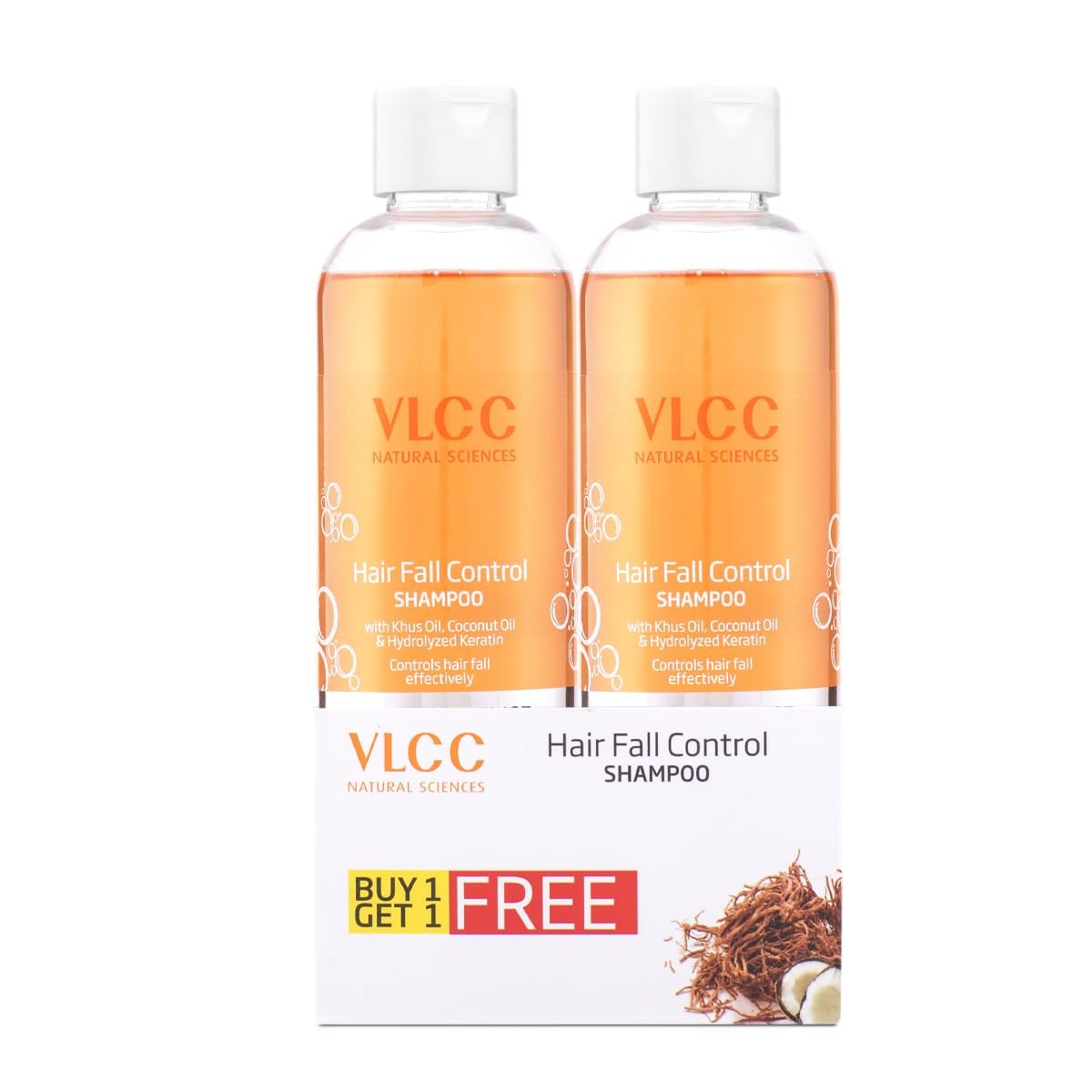 VLCC Hair Fall Control Shampoo - B1G1-350ml X 2 (700ml) | Stronger, Thicker Hair. Helps Control Hair Fall | Hair Fall Shampoo | Improved Scalp Health with Khus & Coconut Oil.