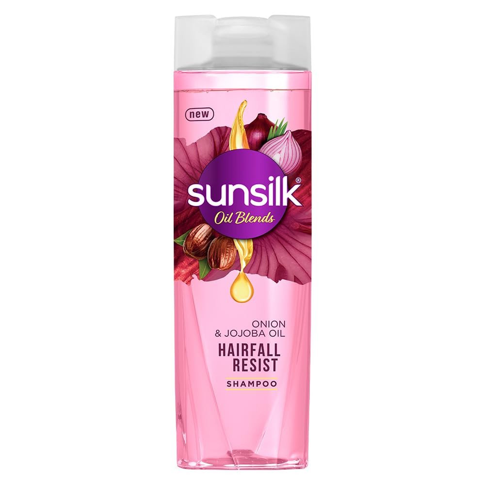 Sunsilk Hairfall Shampoo with Onion & Jojoba Oil, that works best to nourish your long hair, and makes it grow stronger from the first wash, 195ml