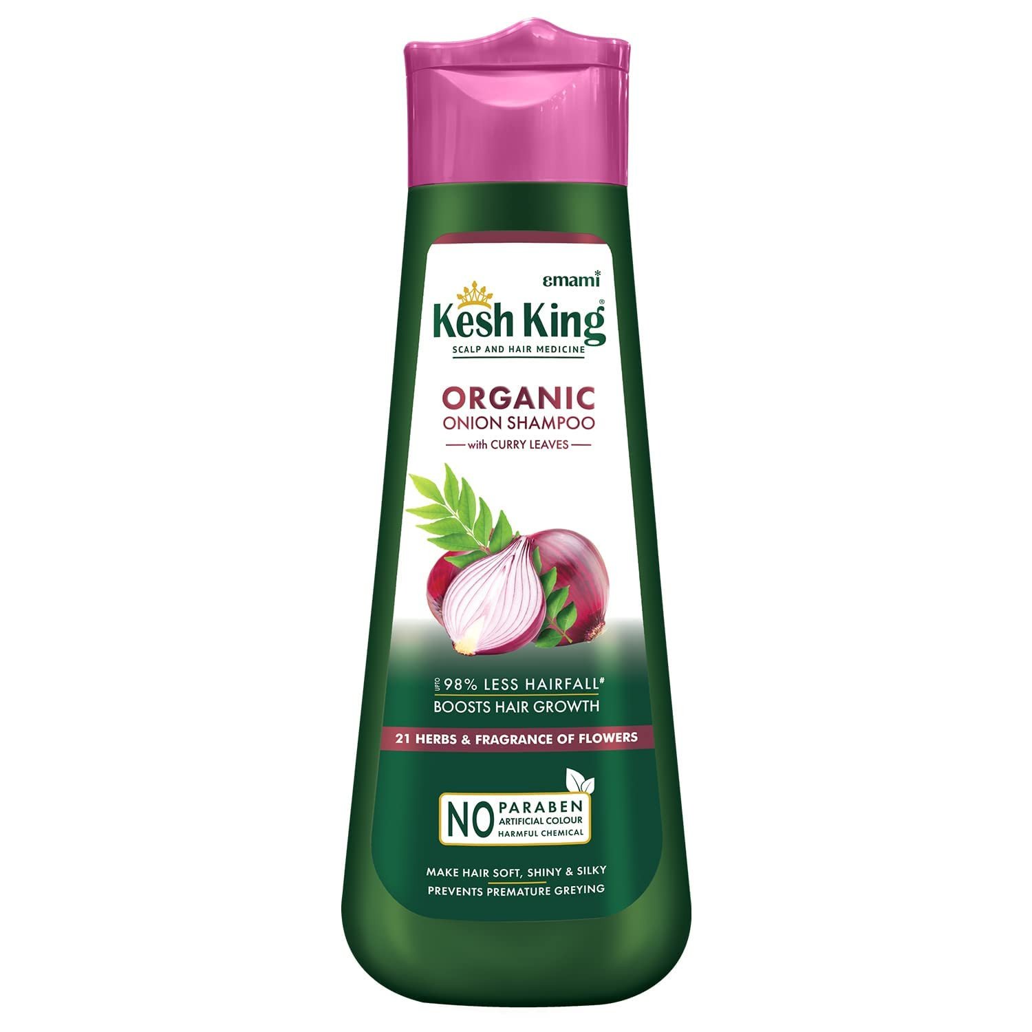 Kesh King Organic Onion Shampoo With Curry Leaves Reduces Hair Fall Upto 98%,Boosts Hair Growth&Keeps Hair Smooth Upto 48Hrs|Repairs Dry&Damaged Hair|Makes Hair Silky&Bouncy