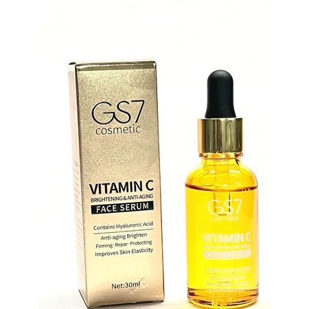 GS7 Cosmetic Vitamin C Brightening & Anti-Aging Face Serum, 30ml, Contains Hyaluronic Acid