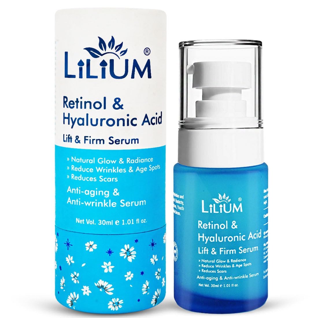 Lilium Face Serum 30ML | Retinol 0.3% & Hyaluronic Acid 1% | Anti Aging & Anti Wrinkle | Natural Glow & Radiance | Support In Reduce Age Spots & Scars | Plumping & Hydrating | Vitamin B3 | 100% Vegan