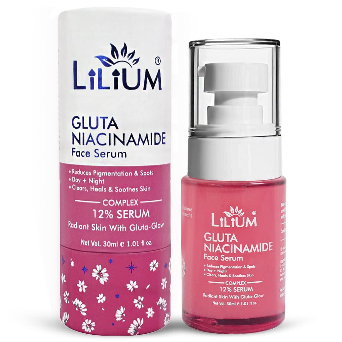 Lilium Face Serum 30ML | Gluta Niacinamide 12% | Helps To Reduce Wrinkles, Pigmentation & Spots | Clears Heals & Soothes Skin | Anti Aging Radiant Glow | Brightening & Healthier Skin | 100% Vegan