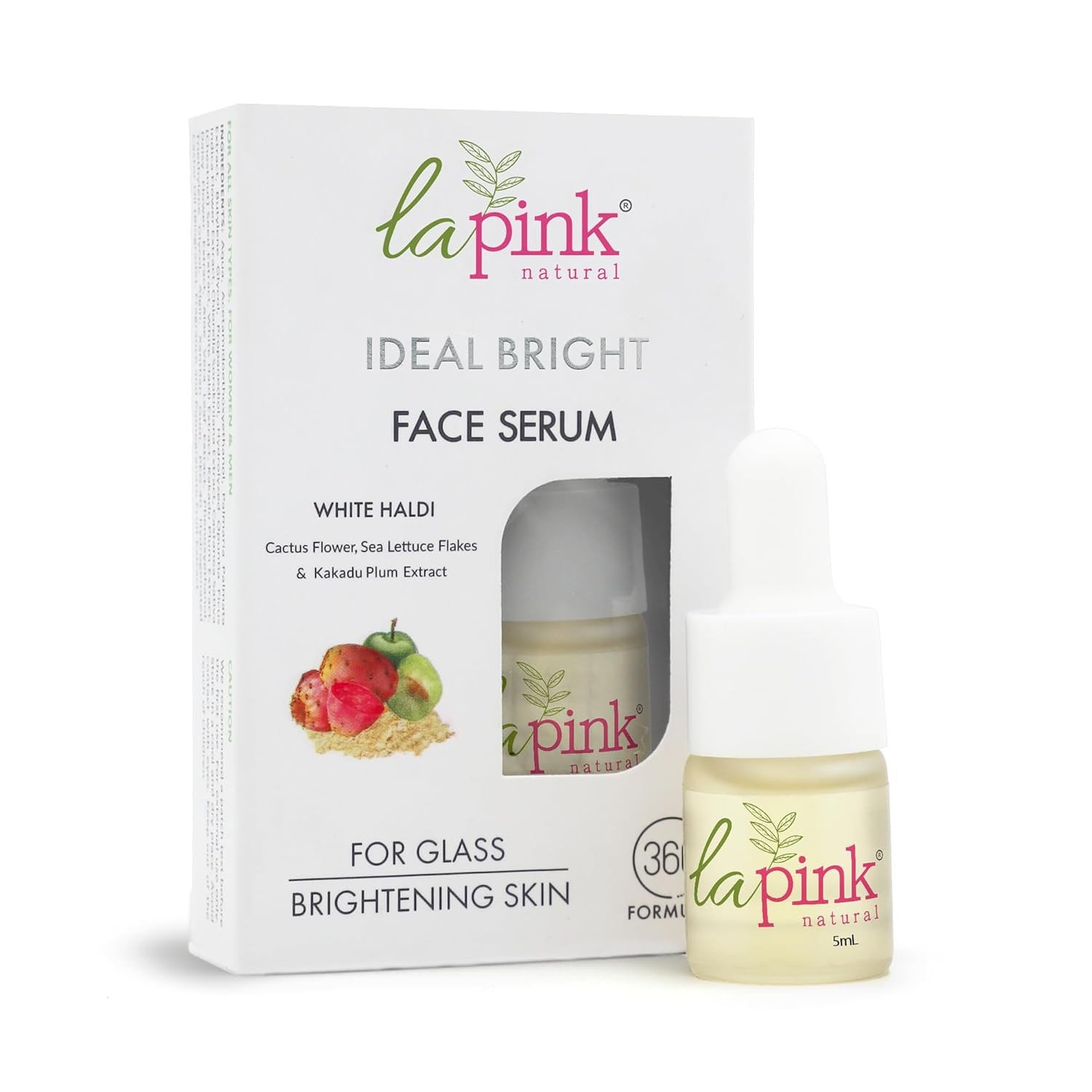 La Pink Ideal Bright Face Serum | 100% Microplastic Free Formula | Glass like skin, Lightening, Evens Skin Tone | White Haldi & Kakadu Plum | For Bright Radiant Skin | All Skin Types