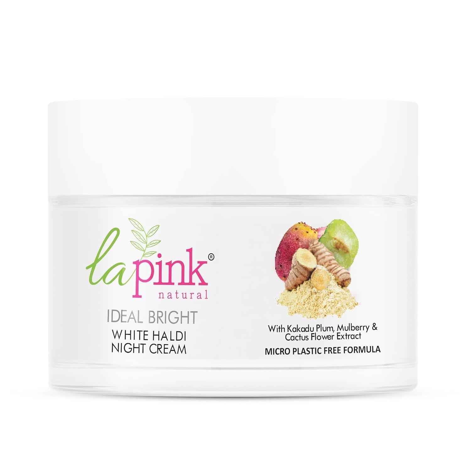 La Pink Ideal Bright Night Cream with White Haldi, Kakadu Plum & Mulberry Extracts, Hydrating & Nourishing, Uneven Skin Tone, For Glowing & Clear Skin, 50gm