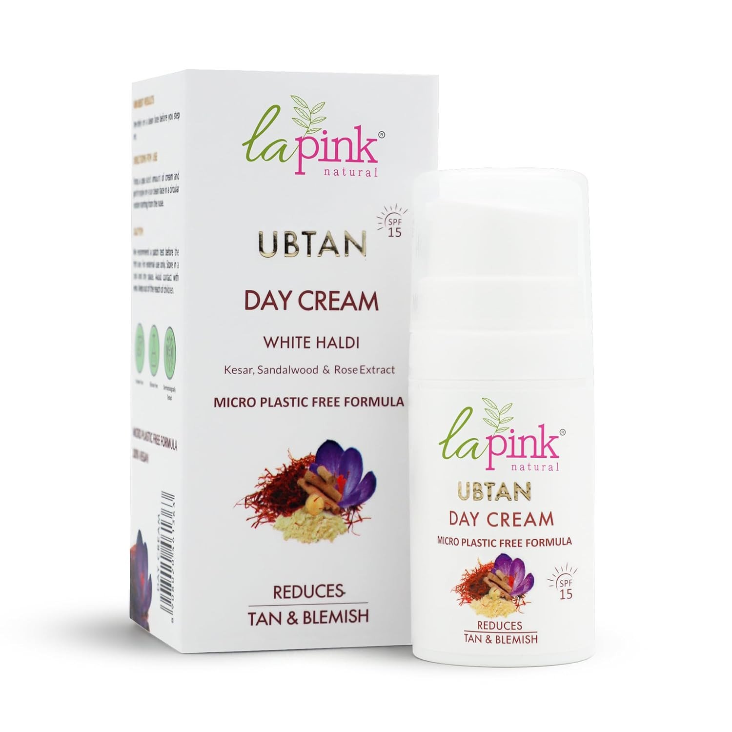 La Pink Ubtan Day Cream with White Haldi & Kesar | Reduces Blemish, Pigmentation, Dark Spot & Tan Removal | 100% Microplastic Free Formula | All Skin Types