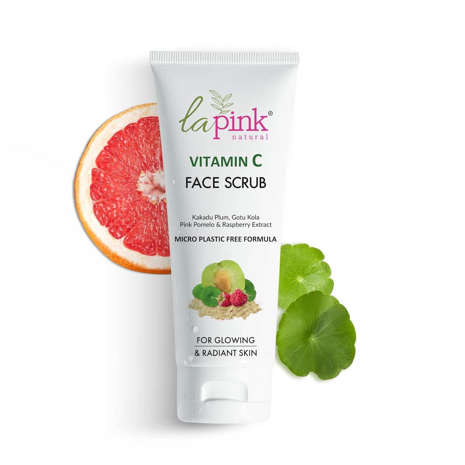 La Pink Vitamin C Face Scrub with White Haldi & Gotu Kola | Gentle Exfoliation, Skin Brightening | 100% Microplastic Free Formula | All Skin Types | 100ml