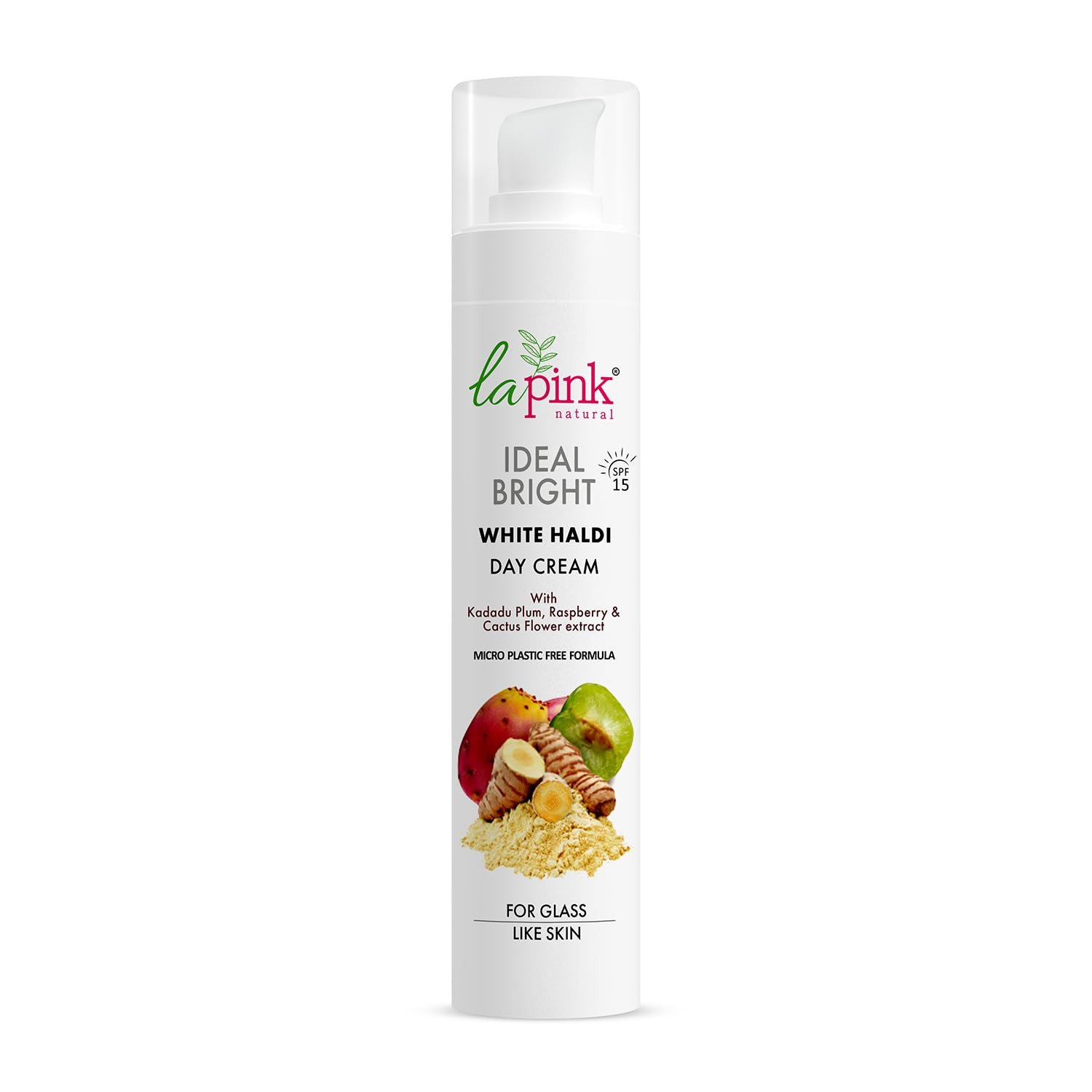 La Pink Ideal Bright Day Cream for Glowing Skin, Radiance Brightening Face 50g with SPF15 | Contains Kakadu Plum, Raspberry, Cactus Flower Extract, Sea Lettuce Flakes & White Haldi For All Skin Types