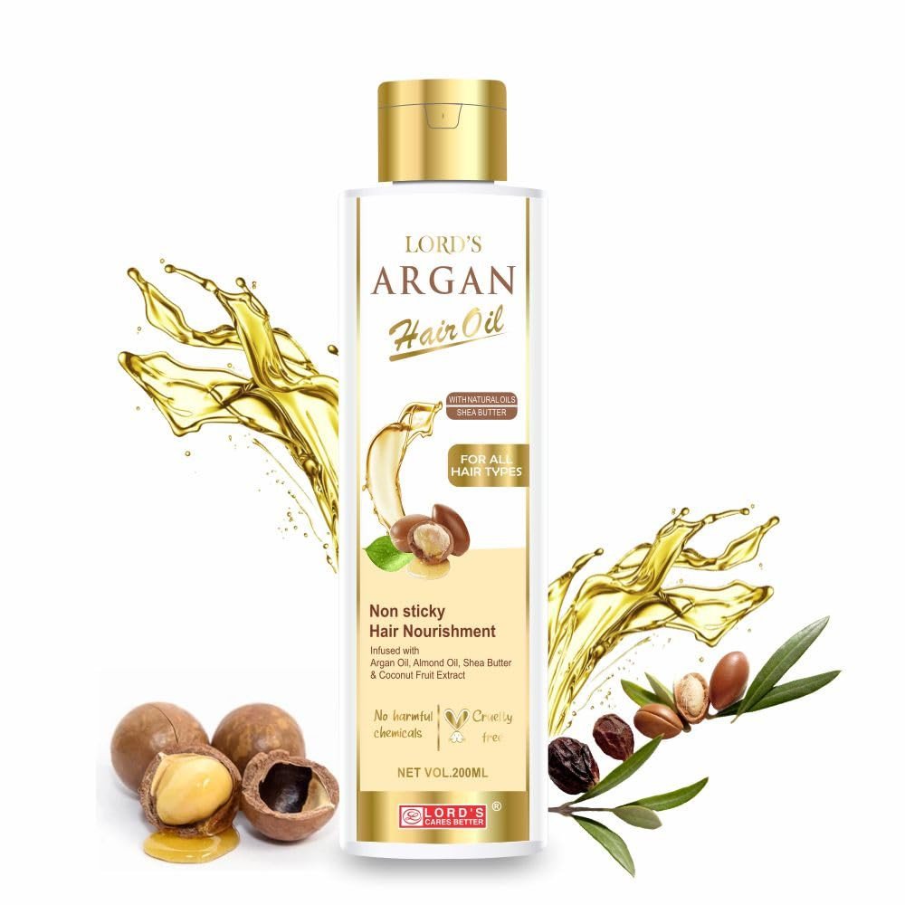 Lords Non Sticky Argan Hair Oil for All Hair Types 200ml