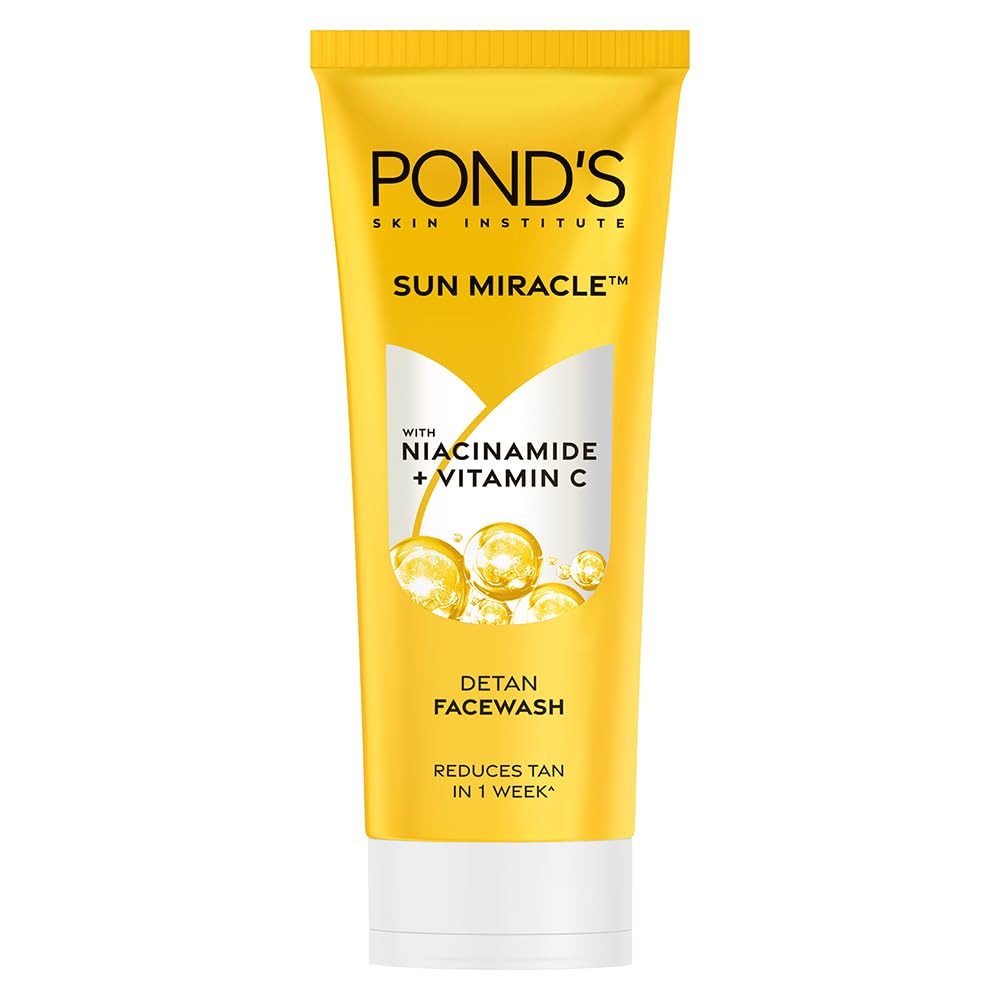 Pond's Detan Face Wash for Tan Removal in Just 7 Days | Contains Vitamin C and Niacinamide | Facewash for All Skin Types, 100gm