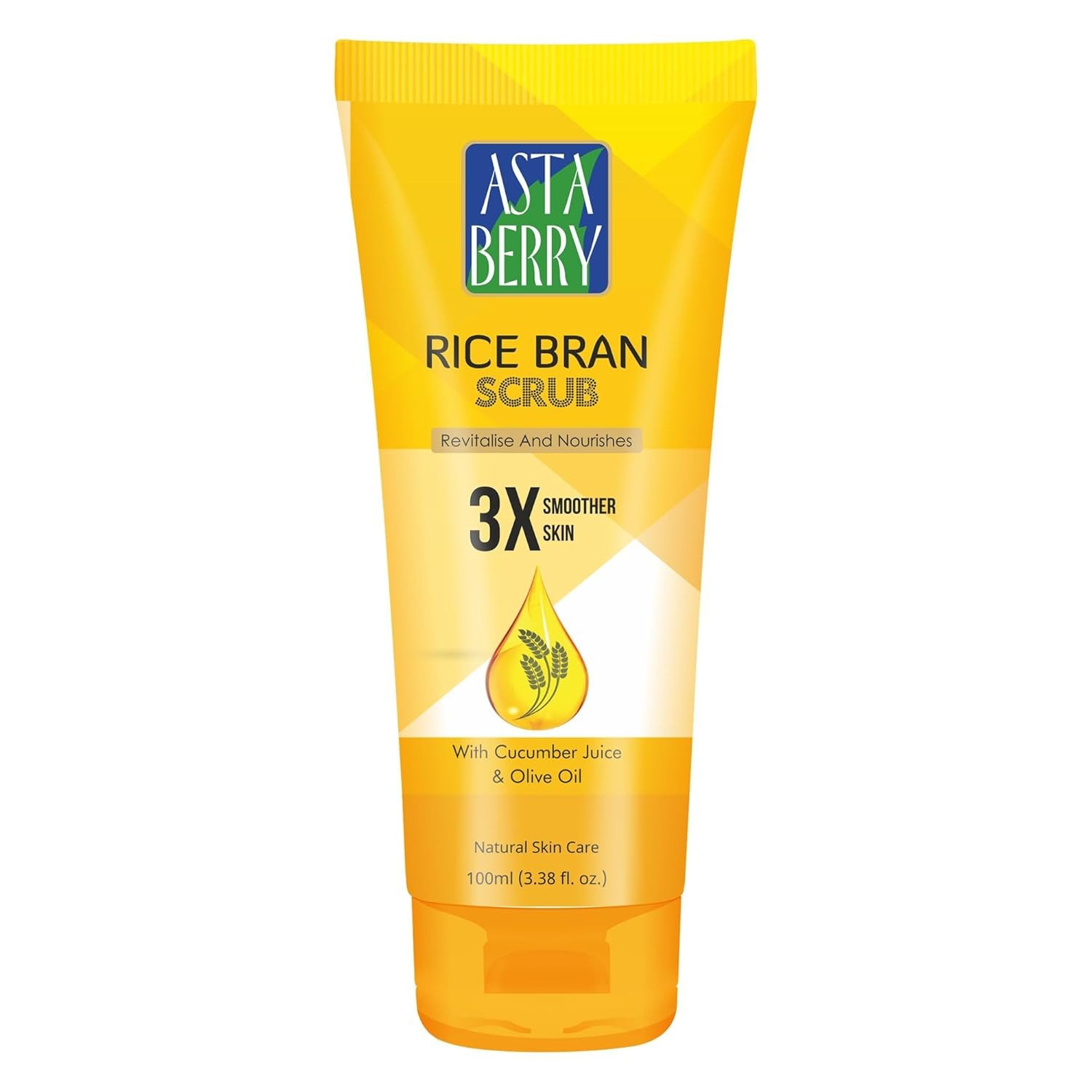 Astaberry Rice Bran Scrub With Cucumber Juice & Olive Oil 100 ml- Revitalise & Nourishes 100ml