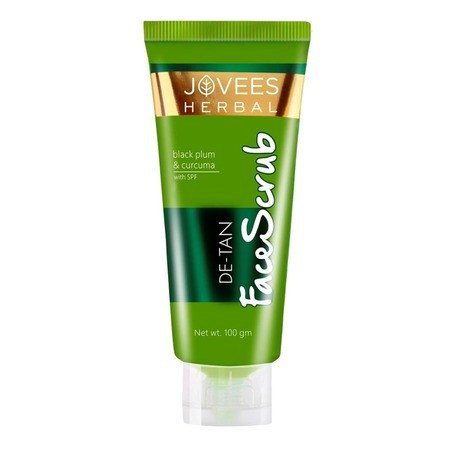 Jovees Herbal De-Tan Scrub With SPF | Turmeric & Aloe Vera | Gently Remove Dead Skin For All Skin Types