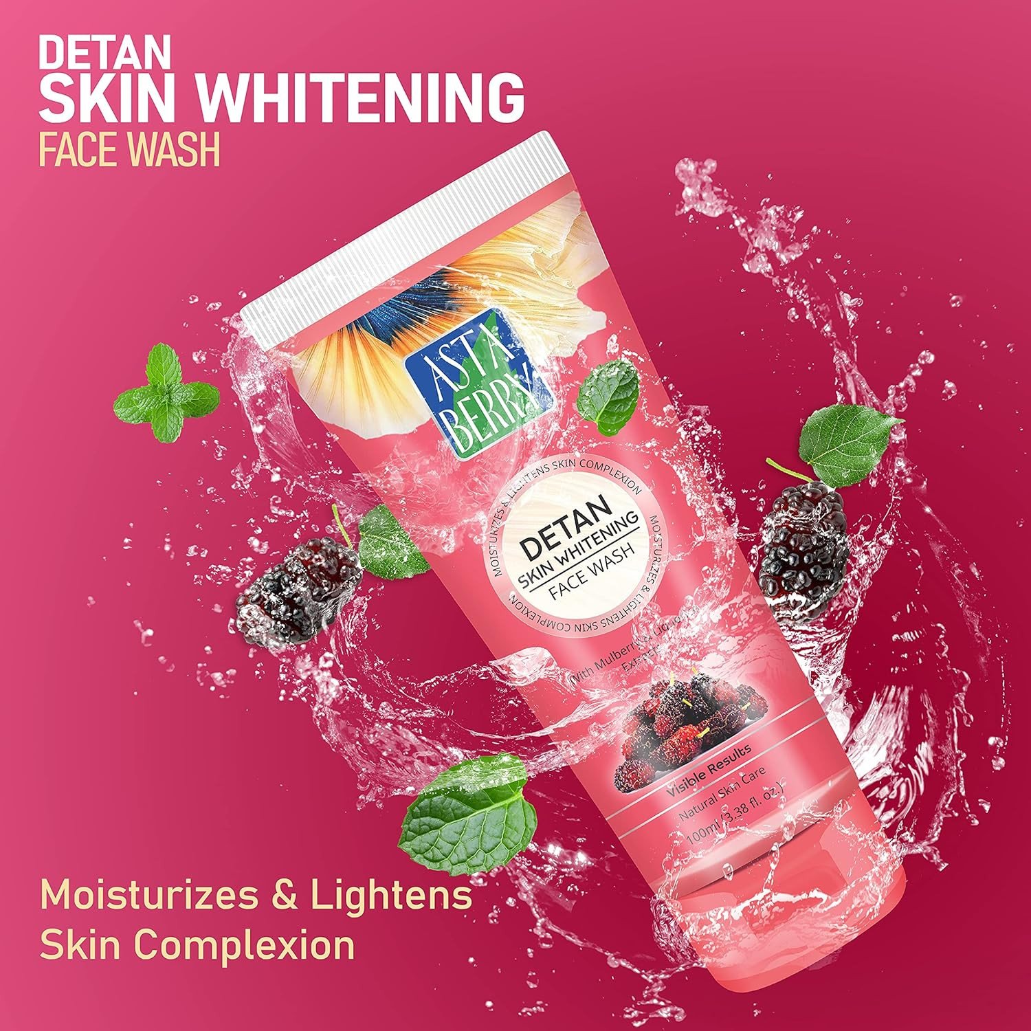 Astaberry De-tan Skin Whitening Face Wash for skin Brightening & tone - It deep cleanses the skin | removes dead cells | Helps Reduce Tanning 100ml