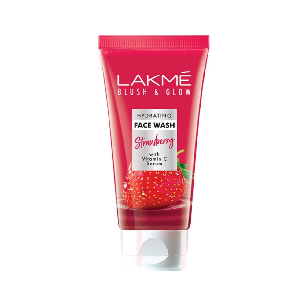 Lakme Blush & Glow Exfoliating Face Wash with Vitamin C Serum, Hydrating and Gentle Facewash with Strawberry Fruit Extracts