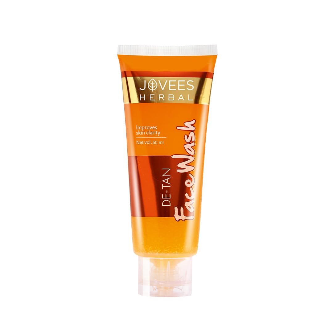 Jovees Herbal De-Tan Face Wash | For Women/Men | Tan Removal, Brightening and Glowing Skin | Exfoliating and Clarifying