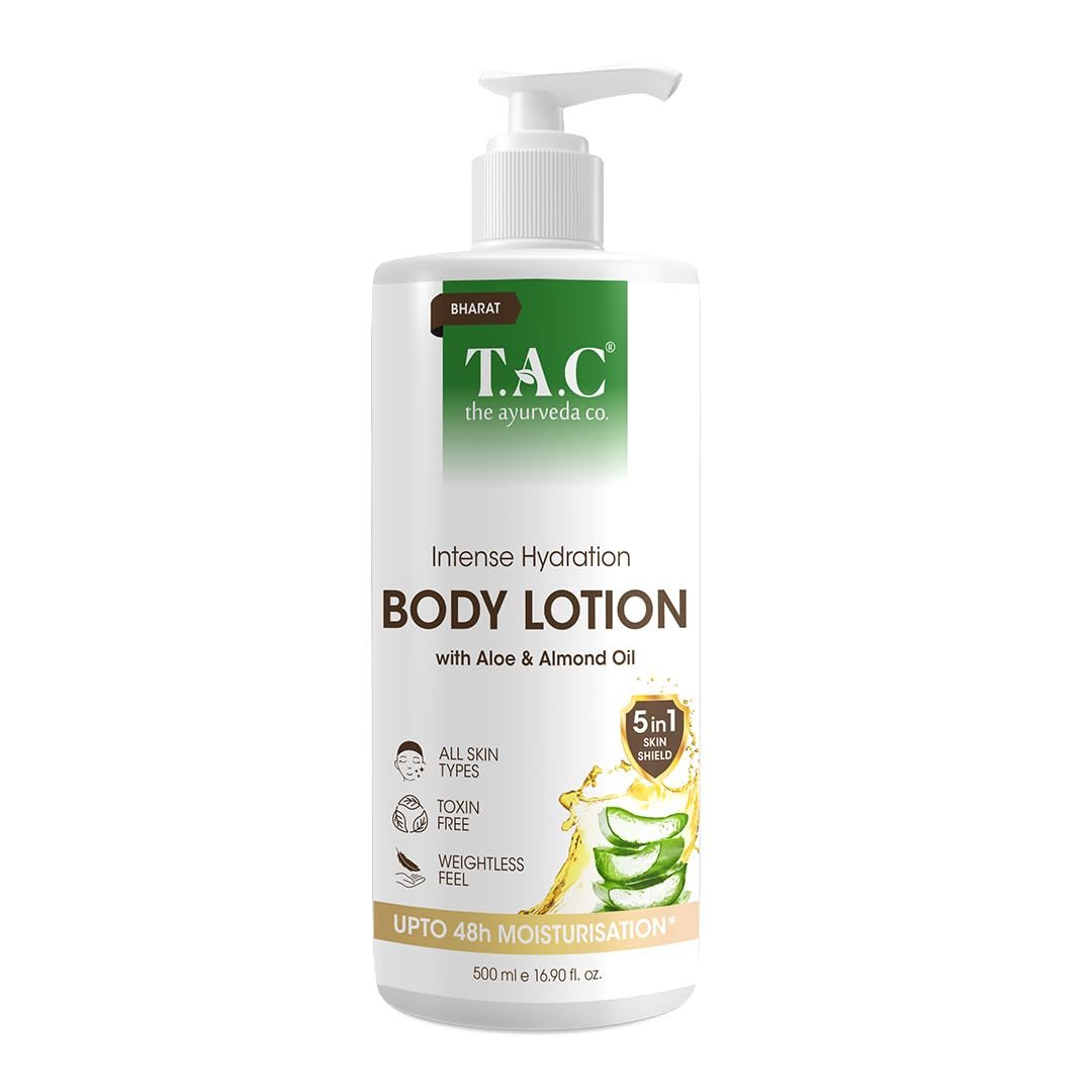 TAC - The Ayurveda Co. Intense Hydration Body Lotion with Aloe & Almond Oil for Dry Skin & Moisturization - Suitable for Women & Men - All Skin Types 500ml