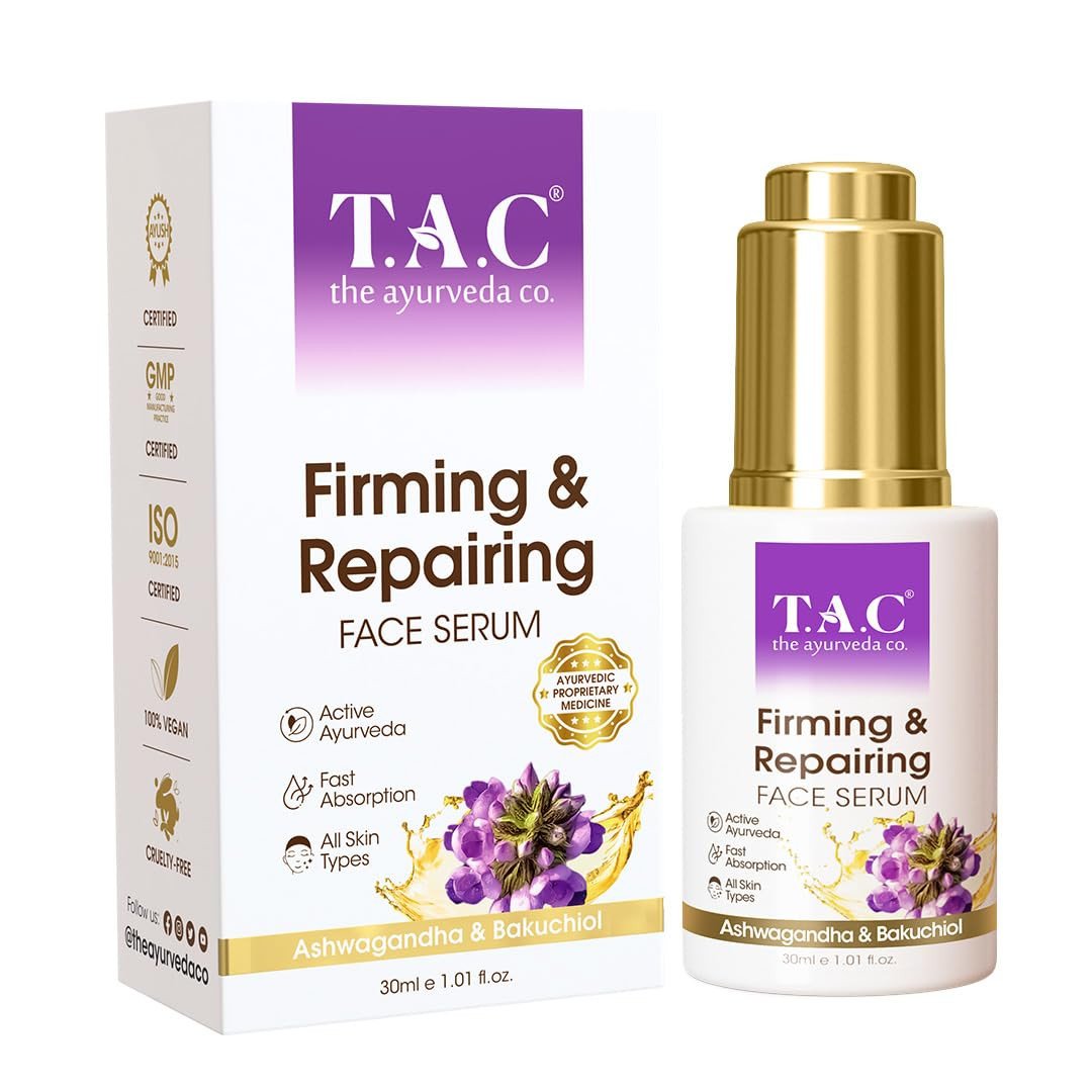 TAC - The Ayurveda Co. Ashwagandha and Bakuchiol Face Serum - Nourishing Face Serum for Firmness, Repair, and Wrinkle Reduction, Anti-Aging Formula  30ml