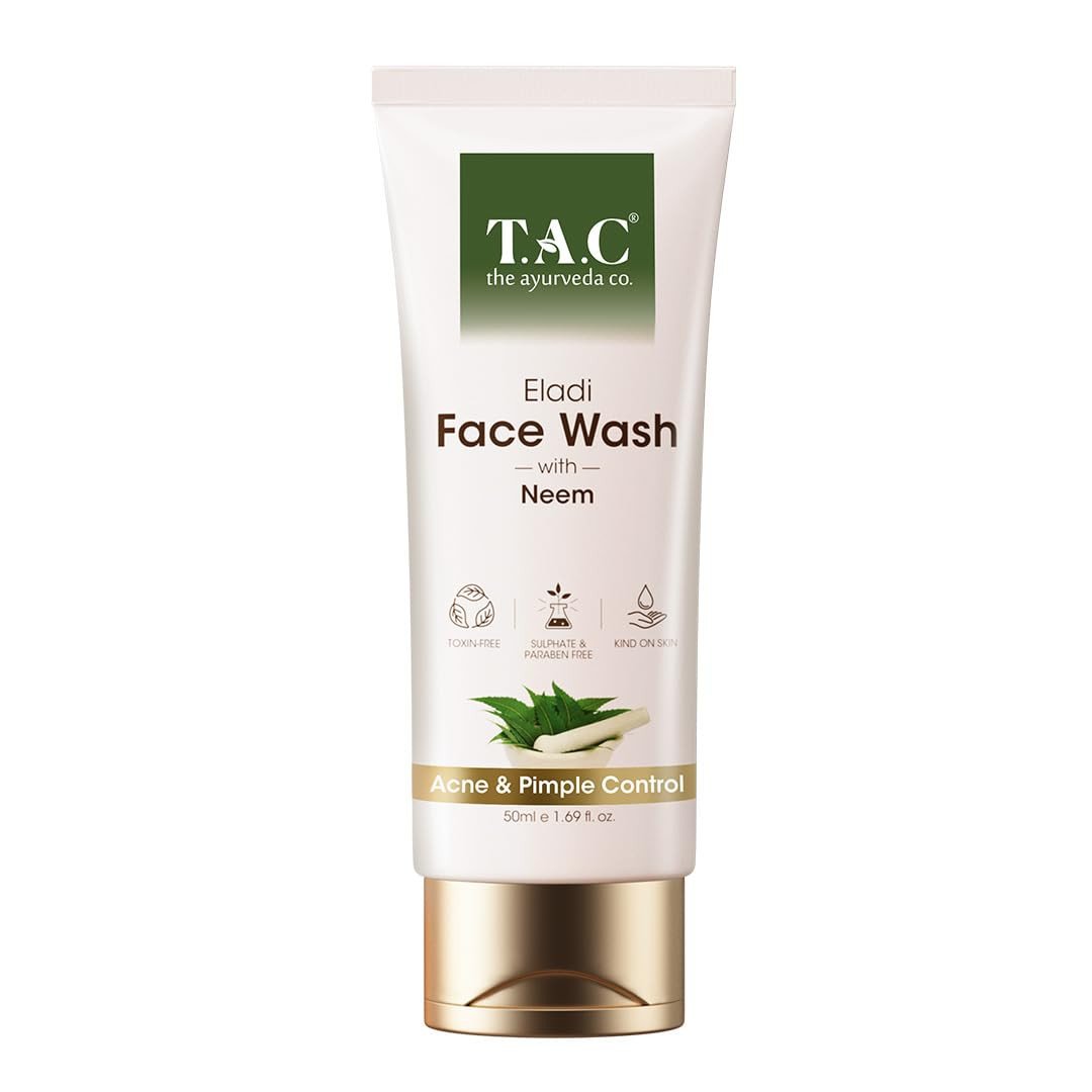 TAC - The Ayurveda Co. Eladi & Neem Face Wash For Clear & Acne Free Skin - Controls Oil, Blemishes & Hydrates Skin - 50Ml