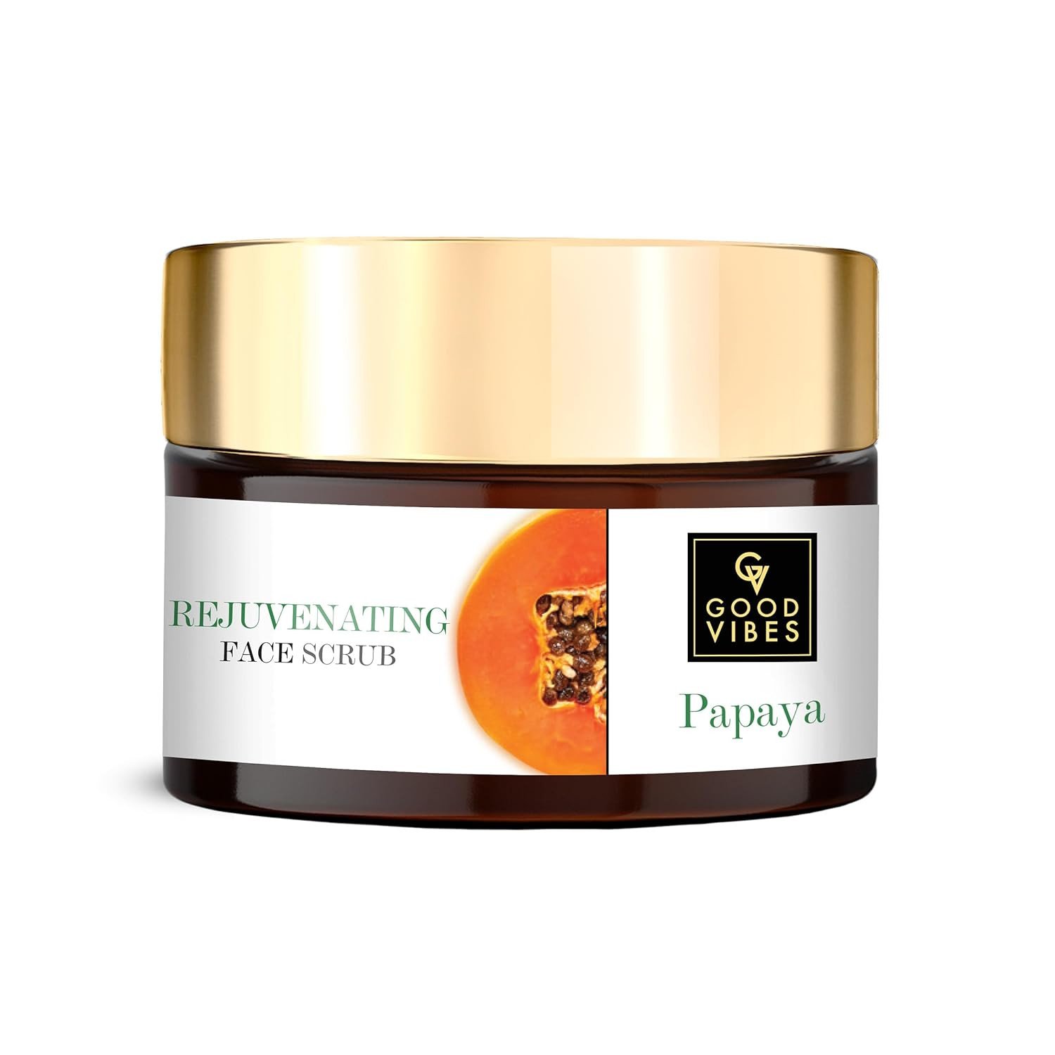 Good Vibes Papaya Rejuvenating Face Scrub, 50 g | Cleansing, Nourishing, Moisturizing For All Skin Types | Skin Exfoliation & Tan Removal | No Parabens, Sulphates, Mineral Oil