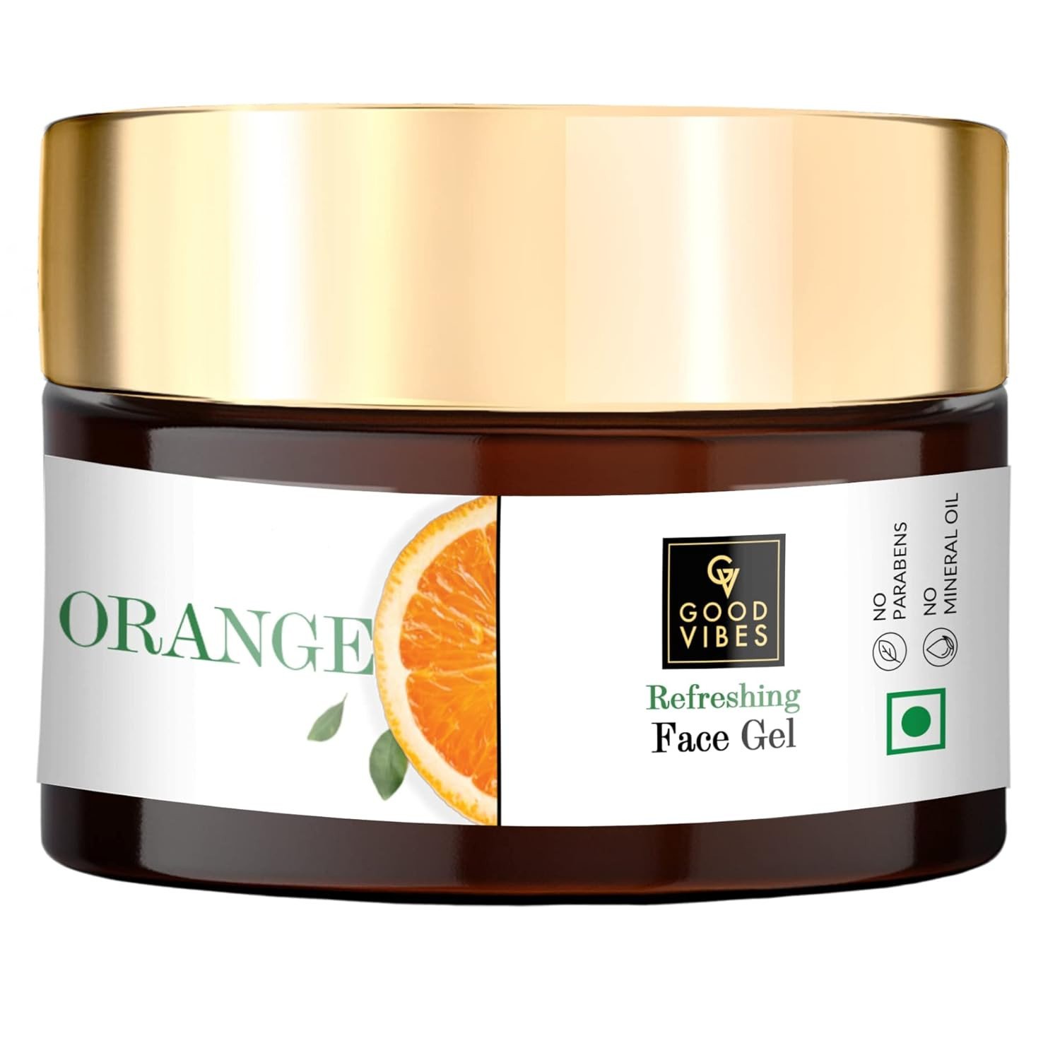 Good Vibes Orange Refreshing Face Gel Skin Brightening Hydrating Non Greasy Moisturizing Light Weight Nourishing Formula for All Skin Types, Natural, No Parabens & Sulphates, No Animal Testing