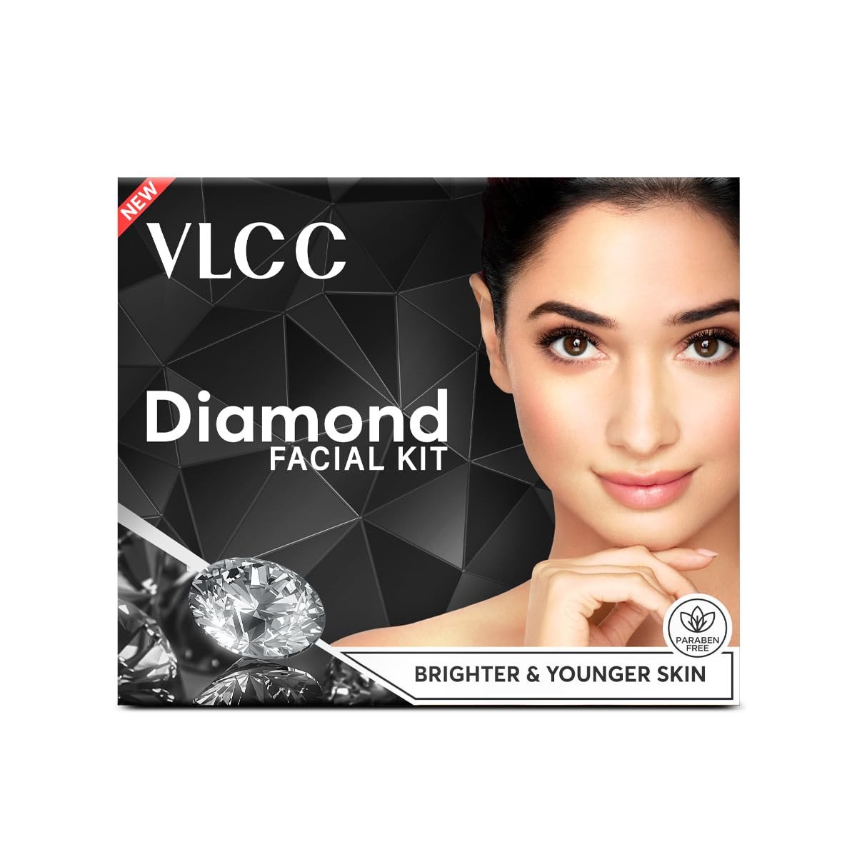 VLCC Diamond Facial Kit - 60g | Skin purifying with Parlour Glow | Improves Skin Elasticity, Brightens and Lightens Patchy Damaged Skin | With Colloidal Diamond, Jojoba Oil, Olive Oil & Aloe Vera.