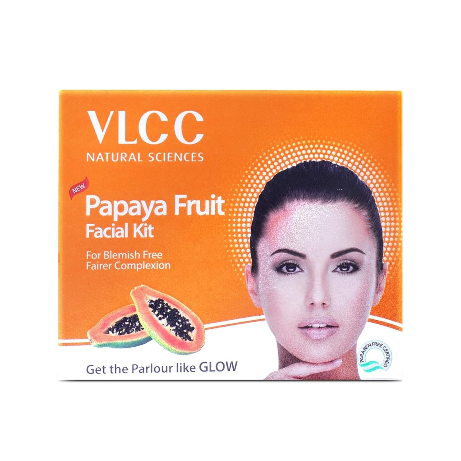 VLCC Papaya Fruit Facial Kit - 60g | Glowing, Blemish Free Skin | With Papaya, Cucumber, Peach, and Orange Peel Extracts | Glowing at Home Facial Kit.