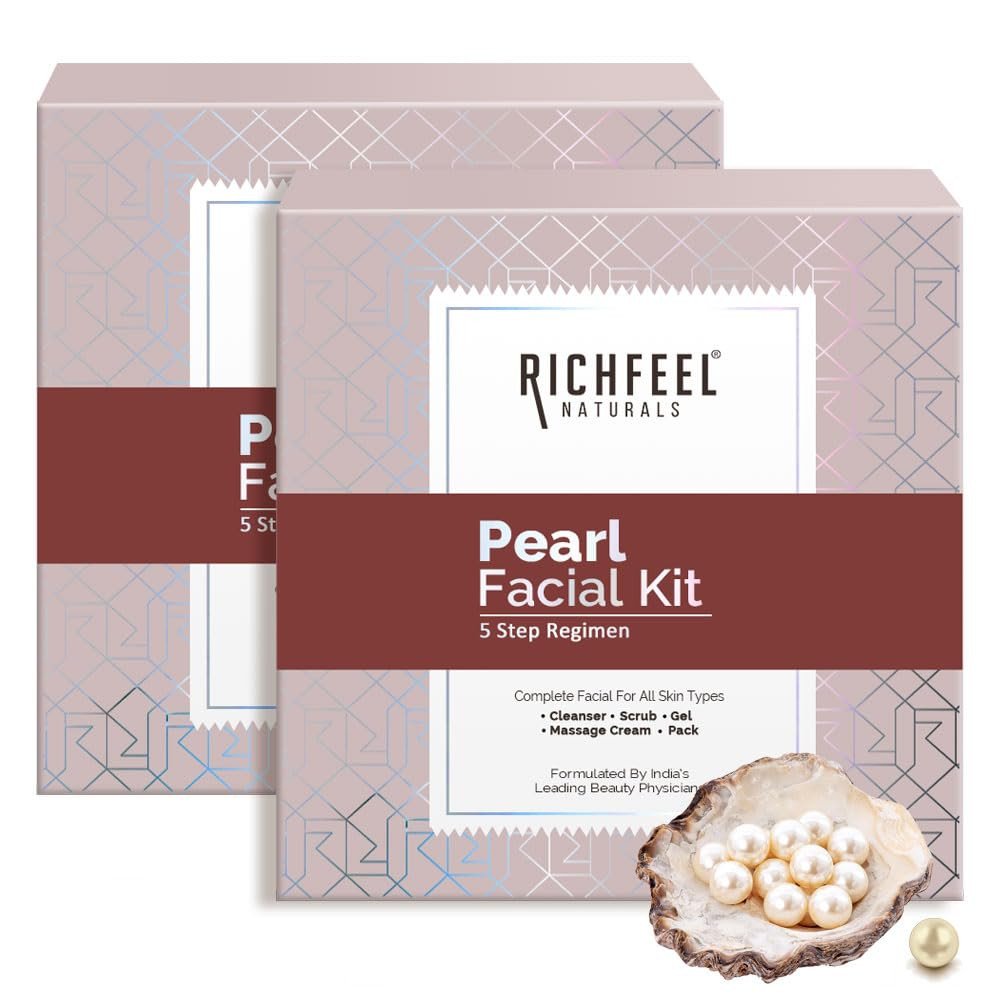 Richfeel Pearl Facial Kit For Brightening | Luminous and Radiant Skin | Tan Removal | Best For Dry Skin | 30 g (Pack of 2)