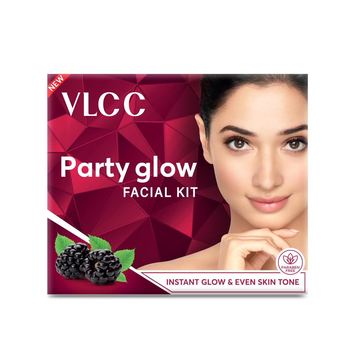 VLCC Party Glow Facial Kit - 60g | Intense Glow For Clear, Bright Skin | Special Occasion at Home Facial | With Indian Berberry, Saffron, Mulberry, and Hazlenut