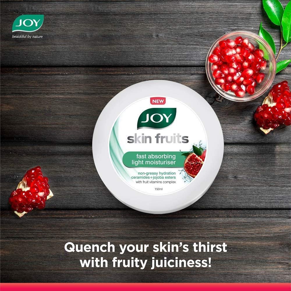 Joy Skin Fruits Fast Absorbing Light Moisturizer with Vitamin Complex, Ceramides and Jojoba Esters, Non-Oily Cold Cream for Face f- For All Skin Types