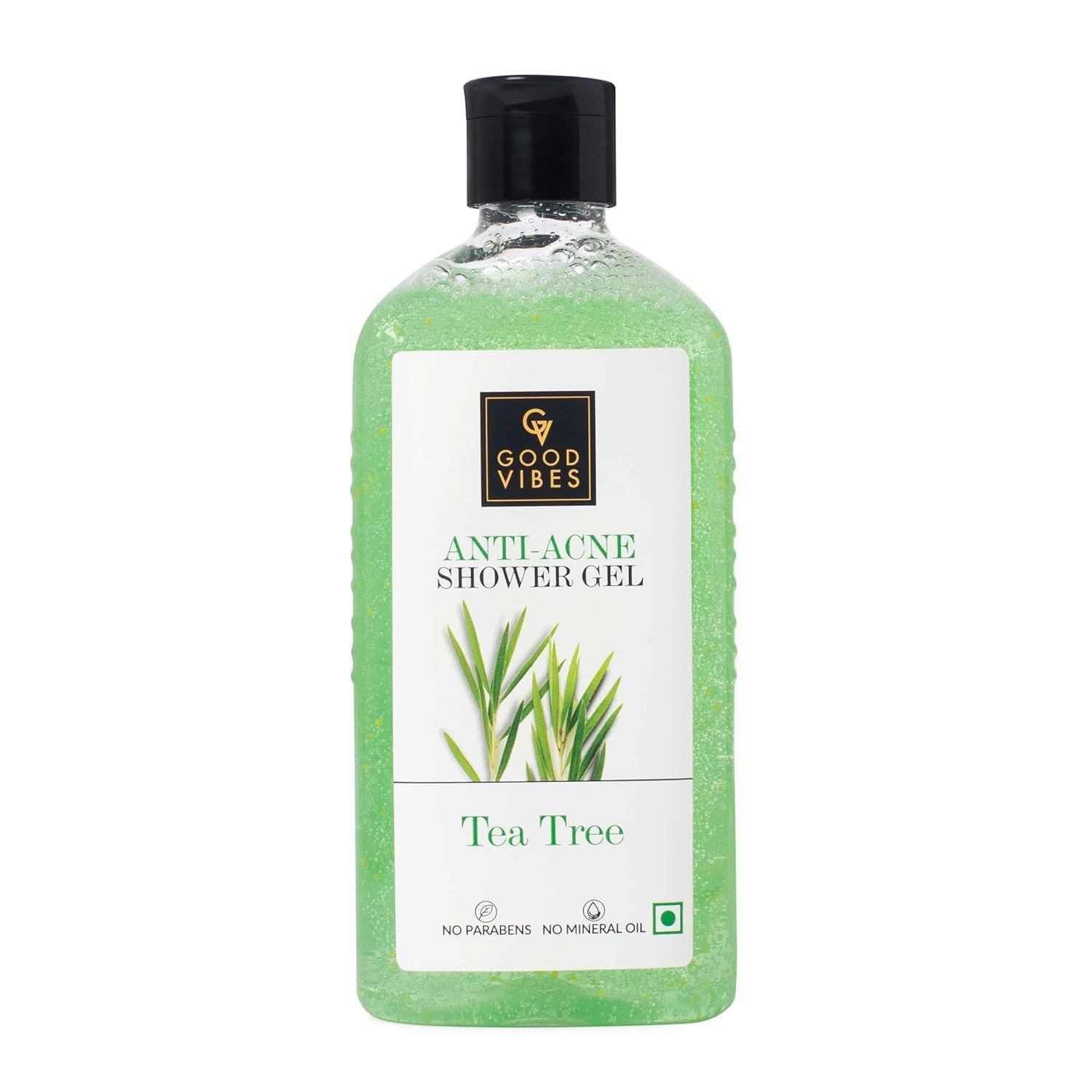 Good Vibes Tea Tree Anti-Acne Shower Gel, 300 ml | With Sage Oil & Rosemary Leaf Oil | Anti-Bacterial, Soothing Body Wash For All Skin Types | Vegan, No Parabens & Mineral Oil